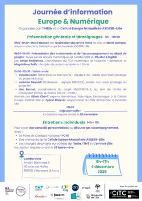 EUROPE : Journée d’information appels à projet numérique 04/12/2025