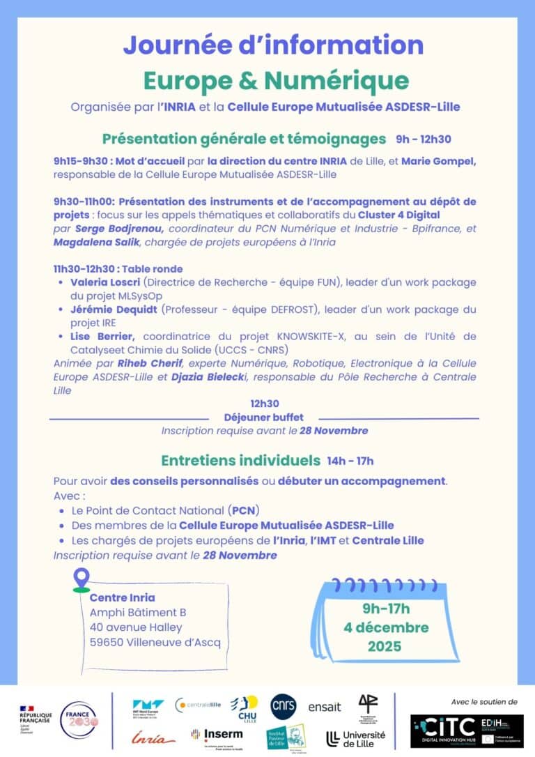 EUROPE : Journée d&rsquo;information appels à projet numérique 04/12/2025