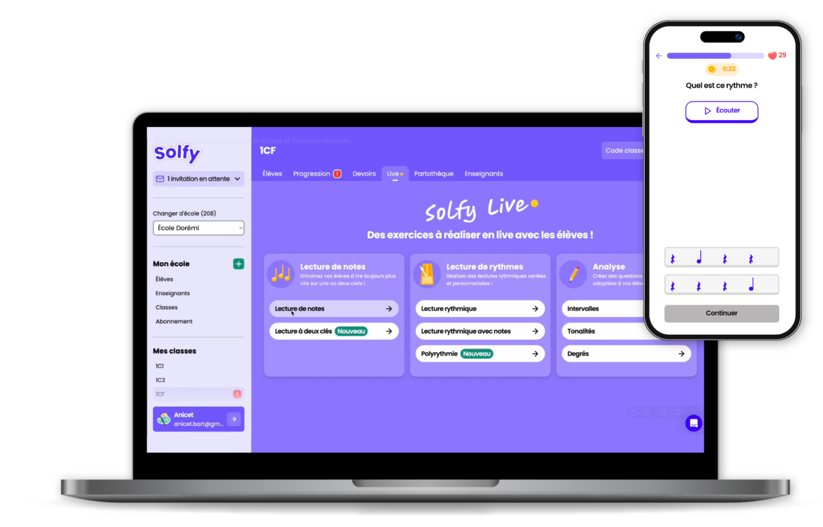 Solfy sur ordinateur et mobile